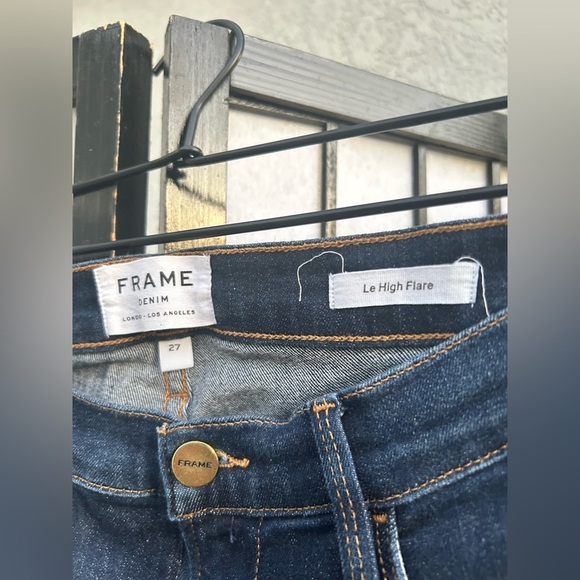 FRAME Denim Dark Blue Flare Jeans Le High Flare Jeans in Sutherland wash sz 27 - Picture 8 of 14
